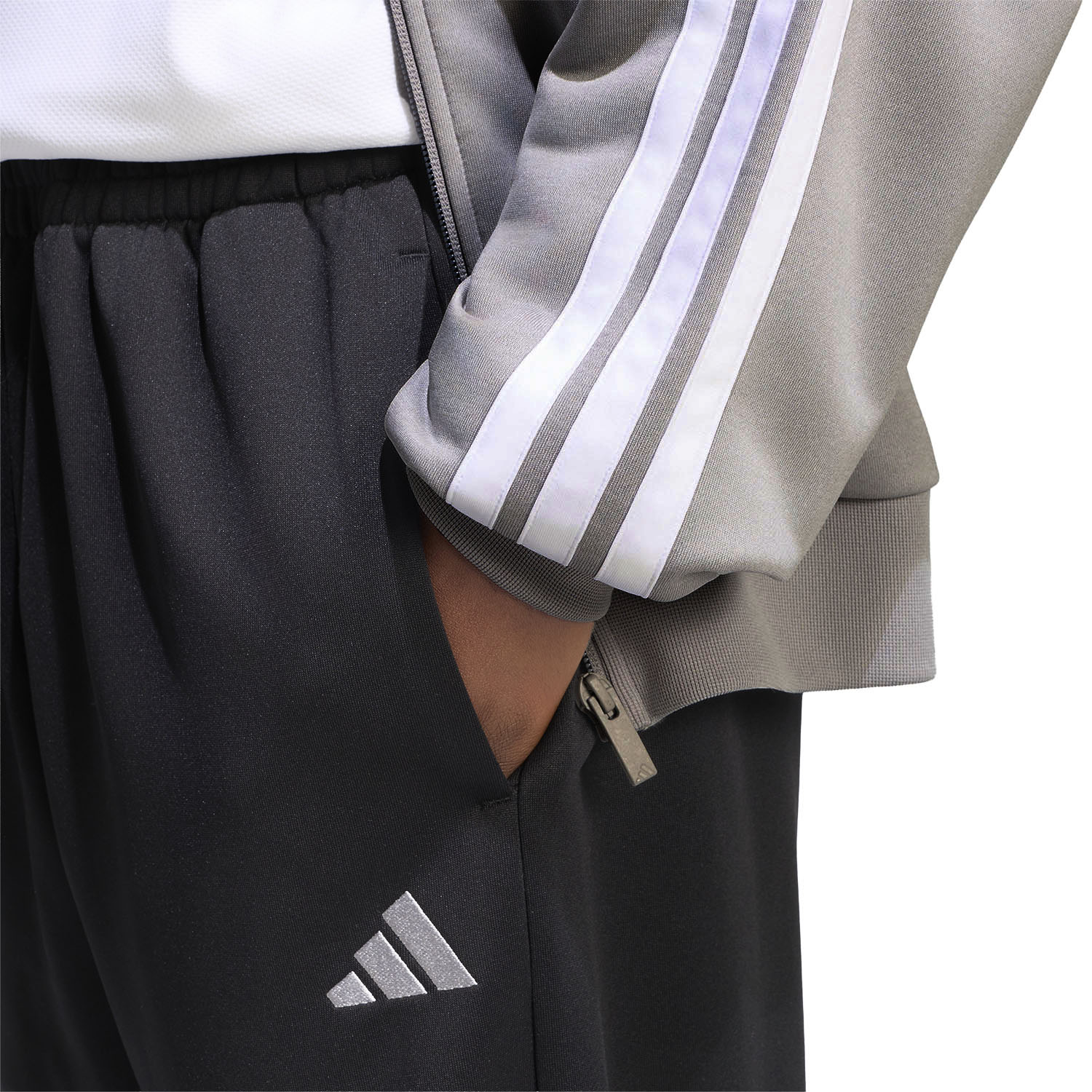 adidas 3 Stripes Pro Tuta - Medium Grey Heather/White