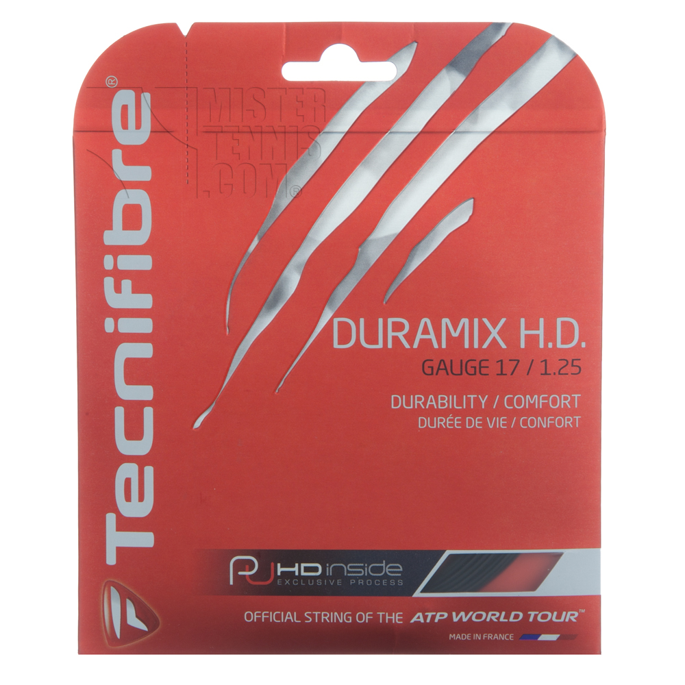 Corda Da Tennis Tecnifibre Duramix HD 1.25 - Multifilamento In Poliestere E PU, Calibro 17L, Bobina 12m
