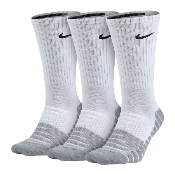Tennis Socks Nike Dry Cushion Crew x 3 Socks  White/Grey SX5547100