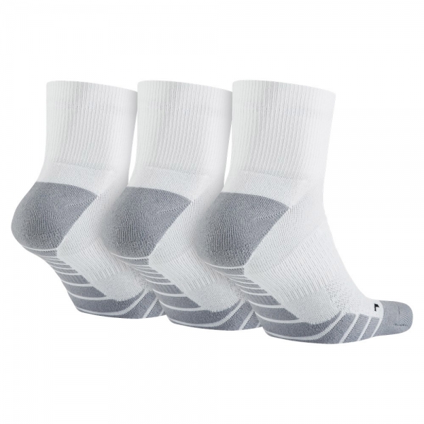 Nike Dry Cushion Quarter x 3 Socks - White/Grey