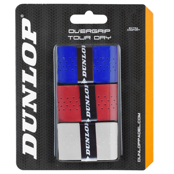 Accessori Padel Dunlop Tour Dry x 3 Overgrip  White/Red/Blue 623809