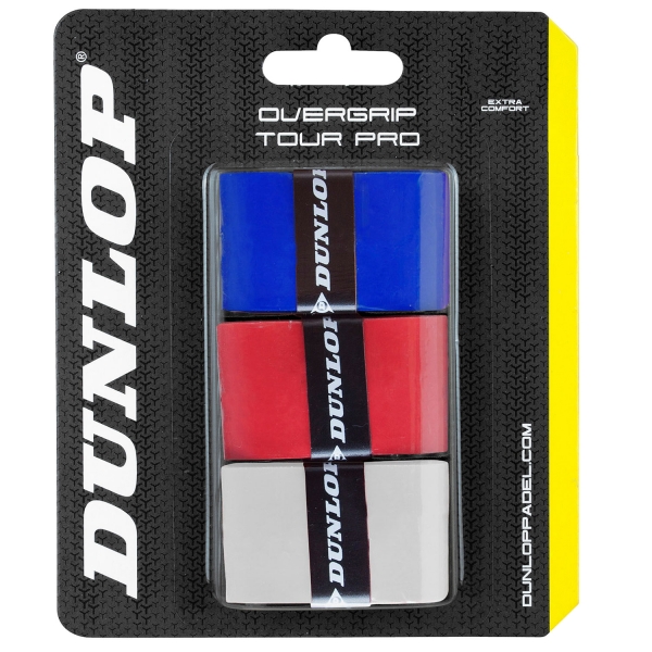 Accessori Padel Dunlop Tour Pro x 3 Overgrip  White/Red/Blue 623803