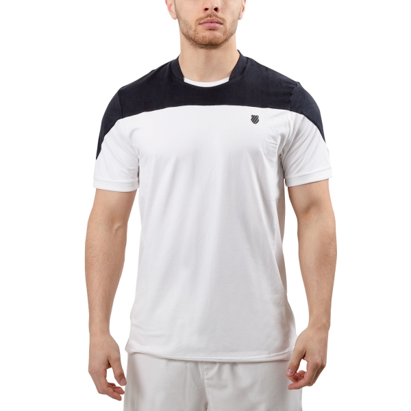 Men's Tennis Shirts KSwiss Hypercourt Block Crew TShirt  White/Black 102357100