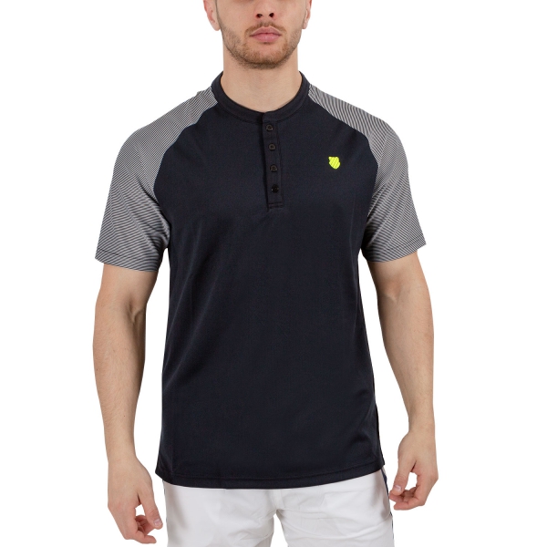 Men's Tennis Polo KSwiss Hypercourt Henley Polo  Black/White 102358008