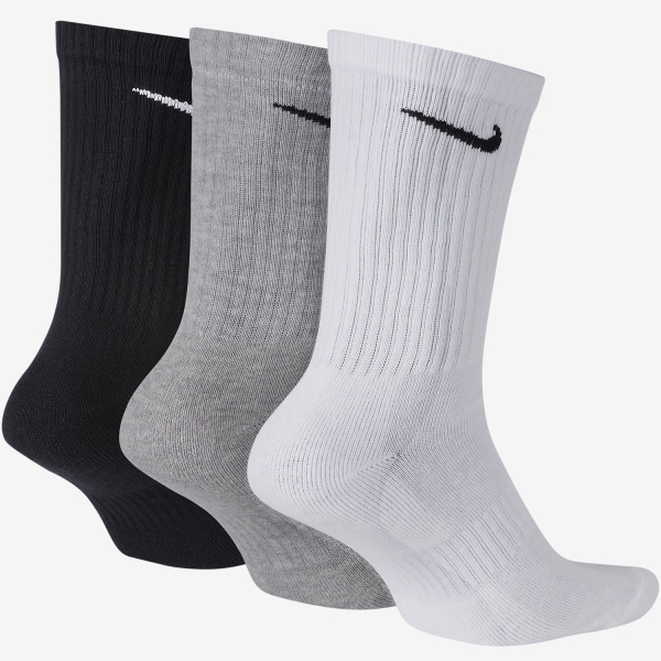 Nike Everyday Cushioned Crew x 3 Socks - Black/White/Grey