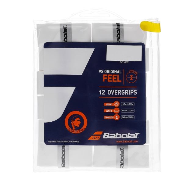 Sobregrip Babolat VS Original Overgrip x 12  White 654010101