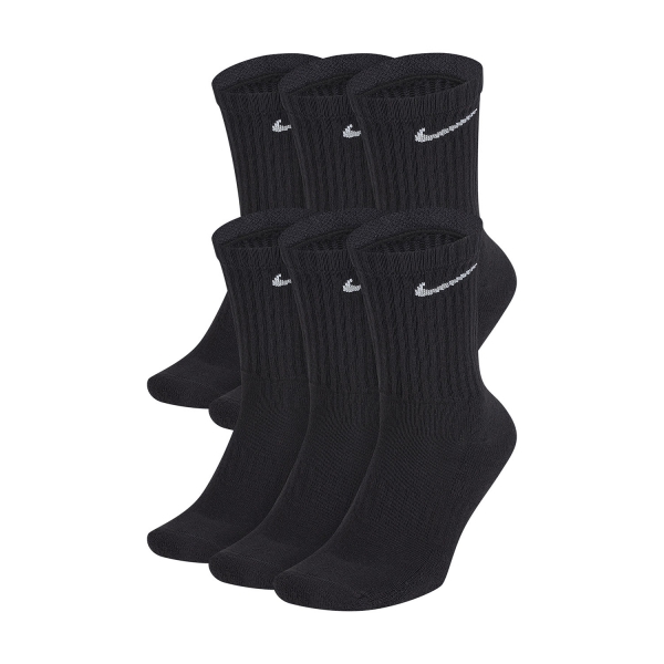 Calcetines de Tenis Nike Everyday Cushion Crew x 6 Calcetines  Black/White SX7666010