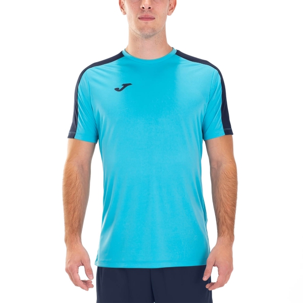 Camisetas de Tenis Hombre Joma Academy III Camiseta  Fluor Turquoise/Dark Navy 101656.013