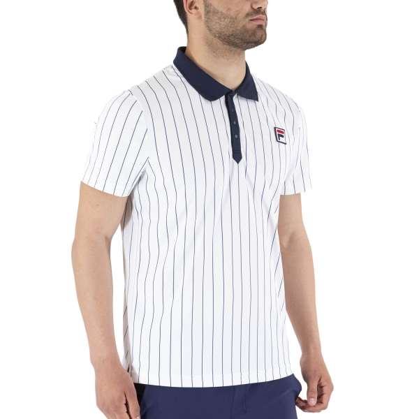 Men's Tennis Polo Fila Stripes Bjorn Polo  White Alyssum/Peacoat Blue FRM2020312012