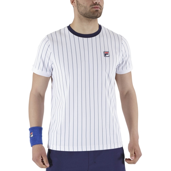 Maglietta Tennis Uomo Fila Stripes Maglietta  White Stripes FRM191011010