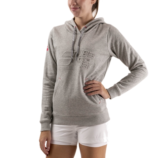 Women's Tennis Shirts and Hoodies Babolat Exercise Hood Hoodie  High Rise Heather 4WTA0413002