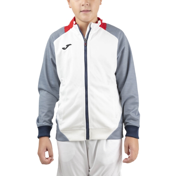 Boy Tracksuit and Hoodie Joma Essential II Full Zip Sweatshirt Boys  White/Red/Dark Navy 101535.203