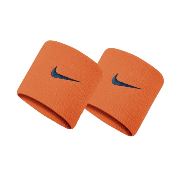 Nike Swoosh Muñequeras Cortas de Tenis - Orange/College Navy