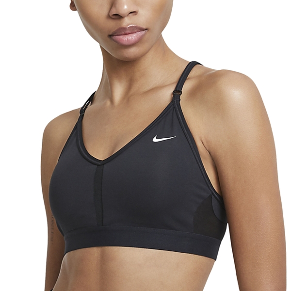 Nike Indy Logo Womens Tennis Sports Bra Black White