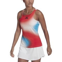 adidas Melbourne Tank - White/Legacy Burgundy/Vivid Red