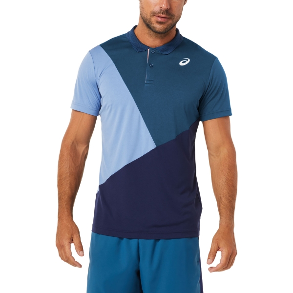 Men's Tennis Polo Asics Court Color Block Polo  Peacoat/Light Indigo 2041A198410