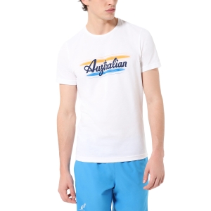 Men's Tennis Shirts Australian Brush Line TShirt  Bianco TEUTS0042002