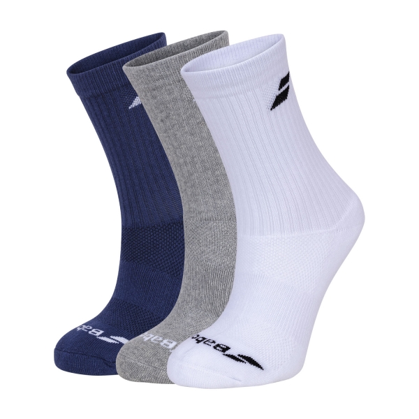 Tennis Socks Babolat Logo x 3 Socks  White/Estate Blue/Grey 5UA13711033