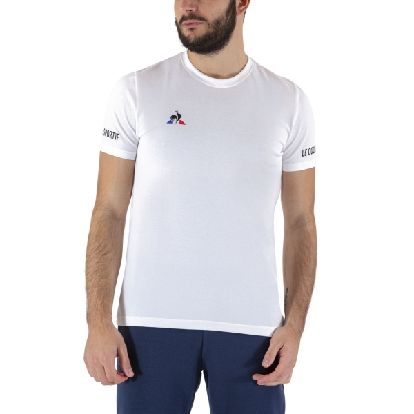 Men's Tennis Shirts Le Coq Sportif Logo TShirt  New Optical White 2020720