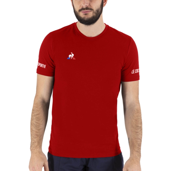 Men's Tennis Shirts Le Coq Sportif Logo TShirt  Pur Rouge 2020721