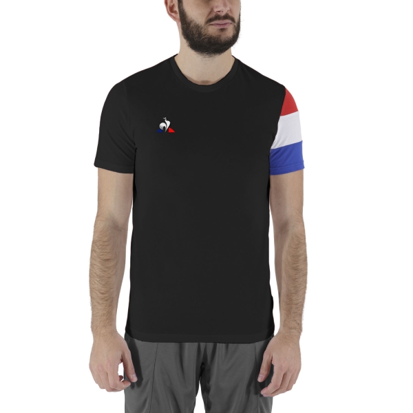 Camisetas de Tenis Hombre Le Coq Sportif Match Camiseta  Black/Cobalt 2020637