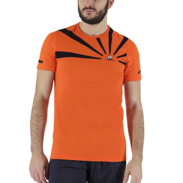 Men's Tennis Shirts Le Coq Sportif Performance Pro TShirt  Orange/Sky Captain 2110719