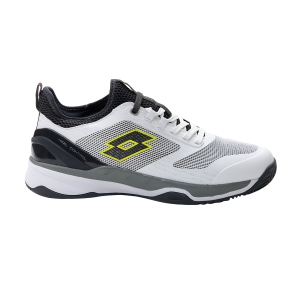 Men`s Tennis Shoes Lotto Mirage 200 Clay  All White/Asphalt/Yellow Neon 21362679D
