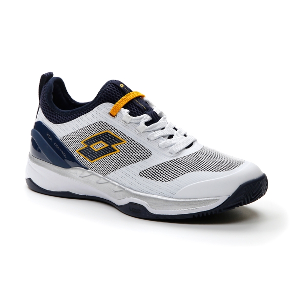 Lotto Mirage 200 Clay Men s Tennis Shoes All White Navy Blue