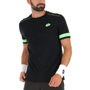Camisetas de Tenis Hombre Lotto Superrapida V Camiseta  All Black/Green Apple Neo 2155081TA