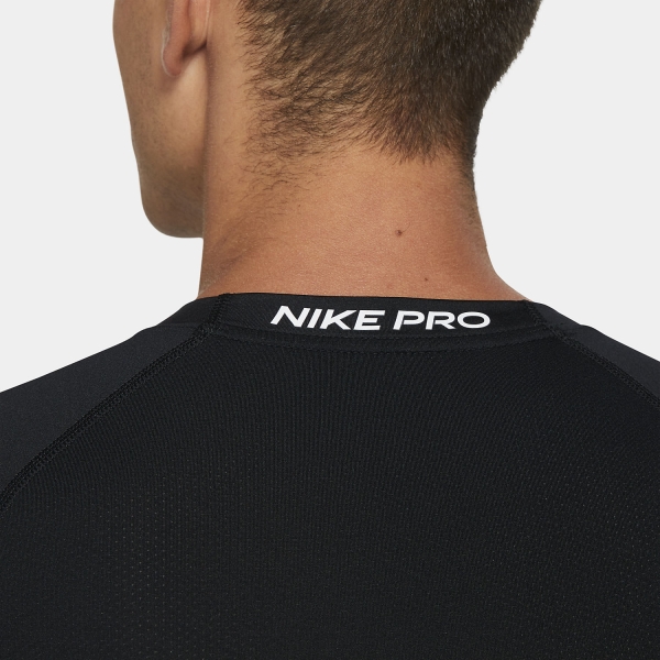 Capitán Brie Optimismo Ingenieros Nike Pro Logo Camiseta de Tenis Hombre - Black/White