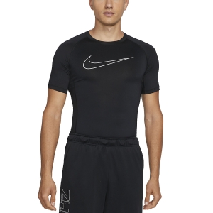 Men's Tennis Shirts Nike Pro Logo TShirt  Black/White DD1992010