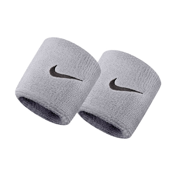 Nike Swoosh Muñequeras Cortas de Tenis - Grey/Black