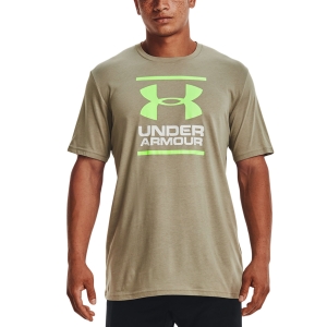 Camisetas de Tenis Hombre Under Armour Foundation Camiseta  Khaki Gray/Quirky Lime 13268490037