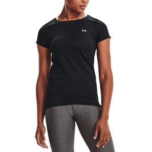 Women`s Tennis T-Shirts and Polos Under Armour HeatGear Armour TShirt  Black/Metallic Silver 13289640001