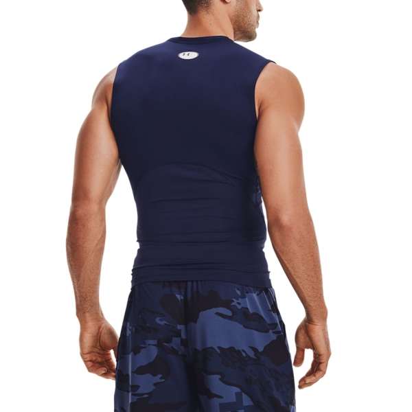 Under Armour HeatGear Compression Tank - Midnight Navy/White