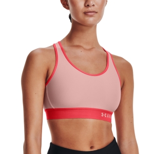 Woman Tennis Underwear Under Armour Mid Sports Bra  Retro Pink/Rush Red 13071960676