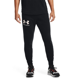 Men's Tennis Pants and Tights Under Armour Rival Terry Pants  Black/Onyx White 13616420001