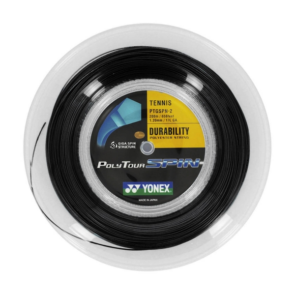 Cordaje Monofilamento Yonex PolyTour Spin 1.20 Bobina 200 m  Black PTS1202N