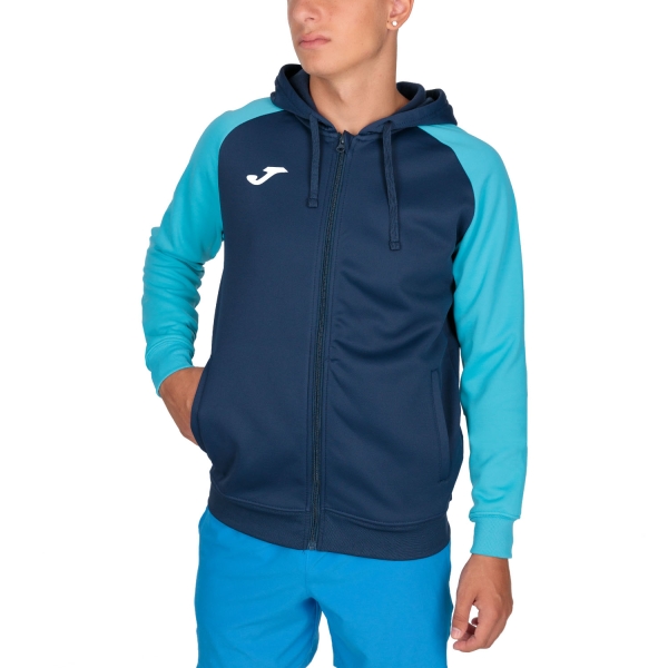 Men's Tennis Shirts and Hoodies Joma Academy IV Hoodie  Navy/Fluor Turquoise 101967.342
