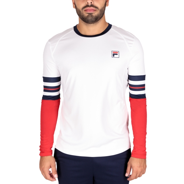 Men's Tennis Shirts and Hoodies Fila Tom Shirt  White/Navy Comb UOM229324E0151