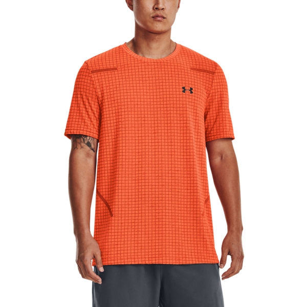 Maglietta Tennis Uomo Under Armour Under Armour Seamless Grid Camiseta  Orange Blast/Black  Orange Blast/Black 13769210866