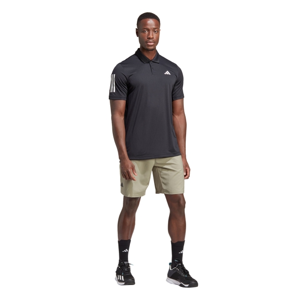 adidas Club 3 Stripes Men's Tennis Polo - Black