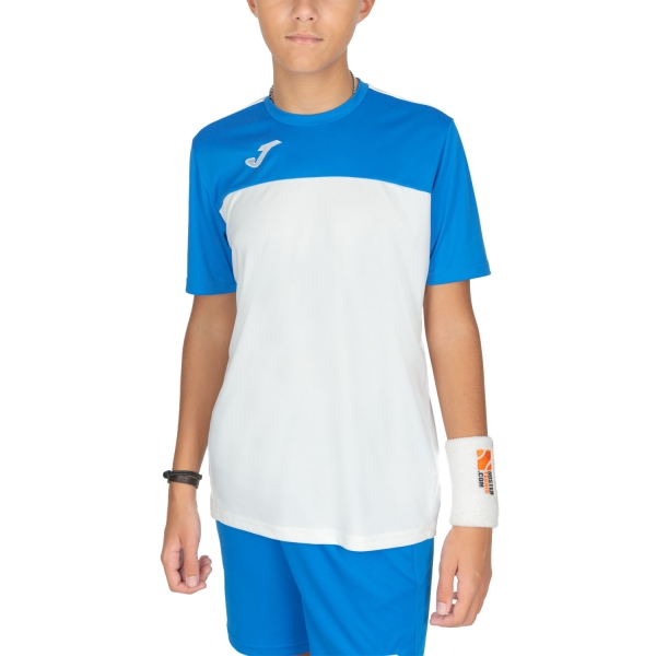 Tennis Polo and Shirts Boy Joma Winner TShirt Boys  White/Blue 100946.207