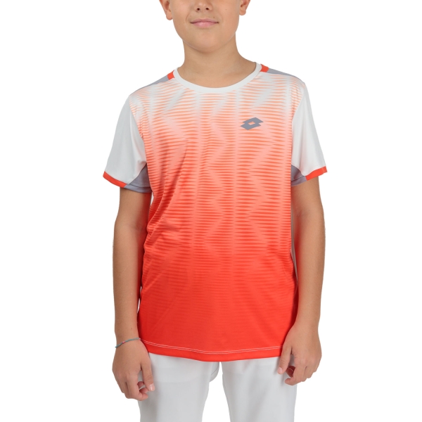 Tennis Polo and Shirts Boy Lotto Top IV 2 TShirt Boy  Red Poppy/Bright White 2173619AO