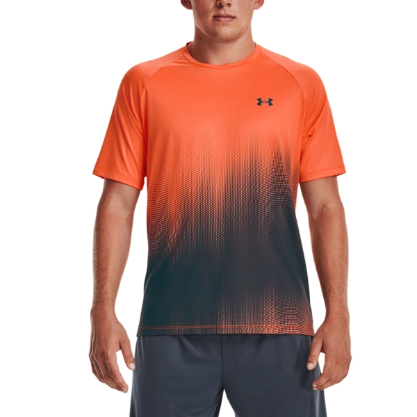 Men's Tennis Shirts Under Armour Tech Fade TShirt  Orange Blast/Downpour Gray 13770530866