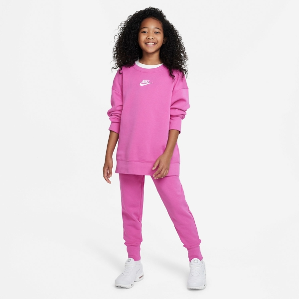 Nike Club Logo Pantalones Niña - Active Fuchsia/White