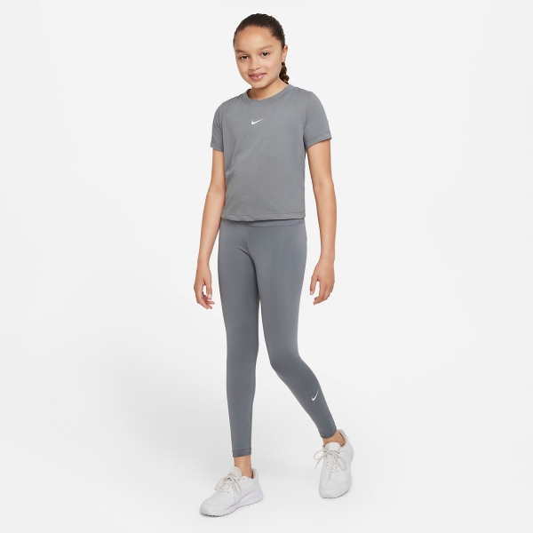 Nike Dri-FIT One Girl's Tennis Tights - Smoke Grey/White