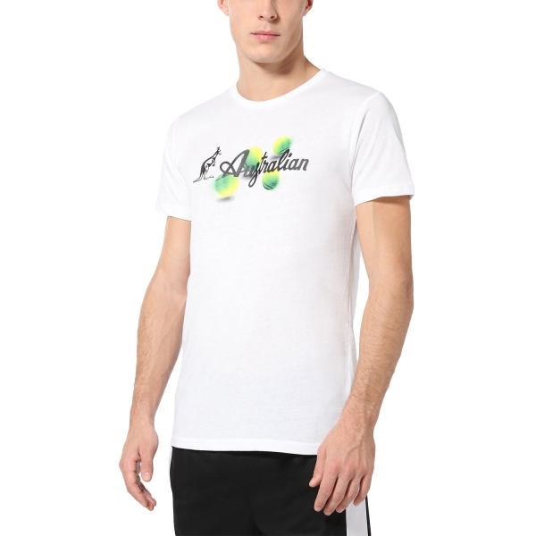 Maglietta Tennis Uomo Australian Australian Balls Camiseta  Bianco/Nero  Bianco/Nero TEUTS0054002