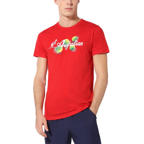 Maglietta Tennis Uomo Australian Australian Balls Camiseta  Rosso Vivo  Rosso Vivo TEUTS0054720