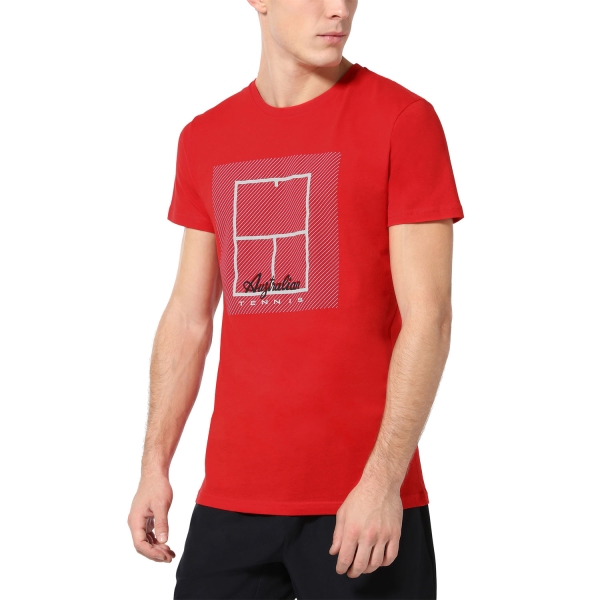 Maglietta Tennis Uomo Australian Australian Court TShirt  Rosso Vivo  Rosso Vivo TEUTS0053720